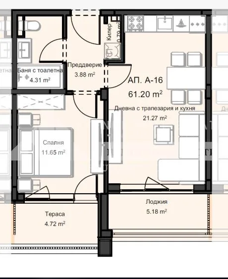 Нов 2-стаен апартамент в модерна сграда – кв. Остромила, Пловдив, 72 м²