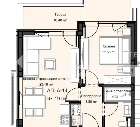 Продава се 2-стаен апартамент в новострояща се сграда – кв. Остромила, гр. Пловдив, 75 м²